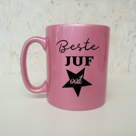 Beste juf ooit metallic roze