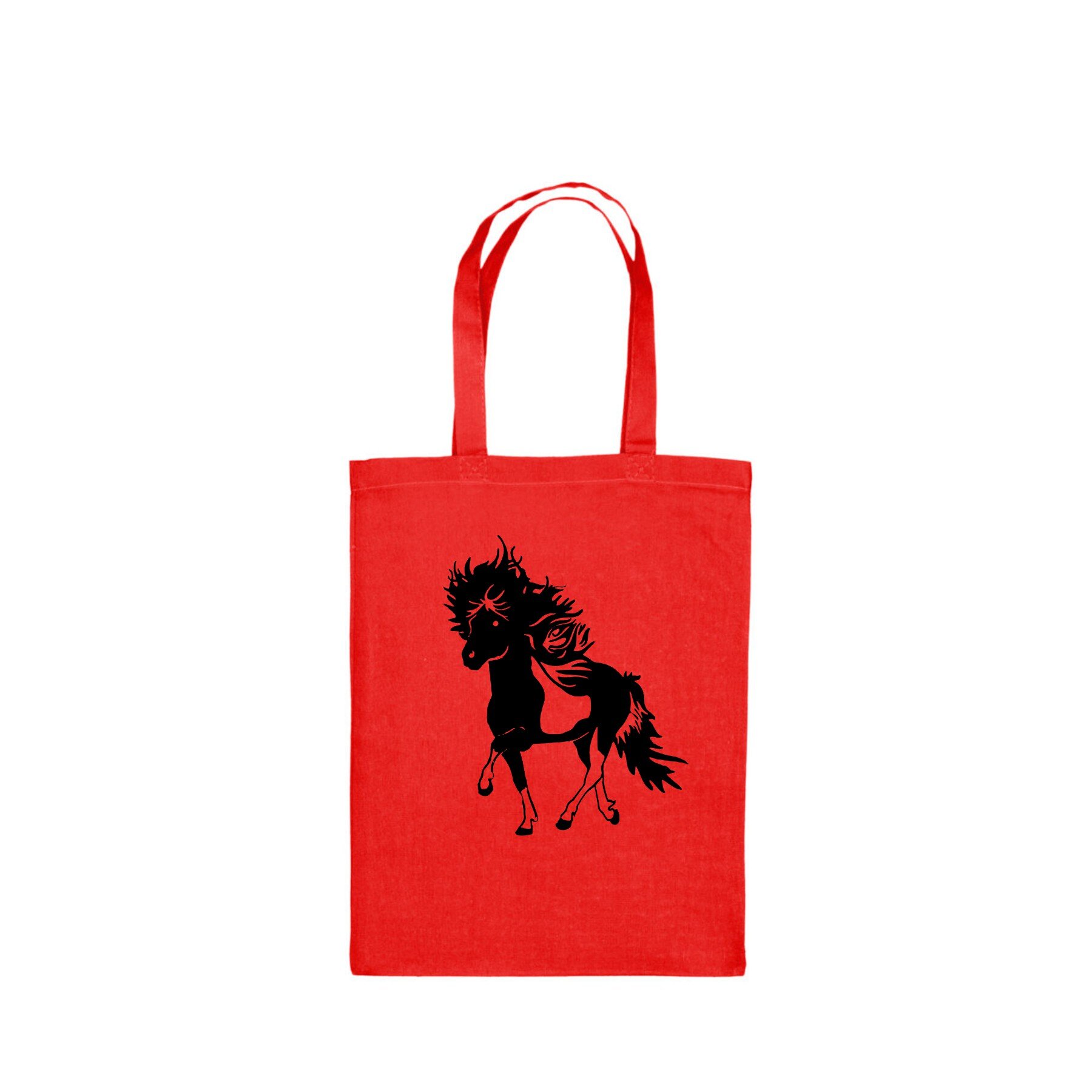 Rode tas met bonte paard