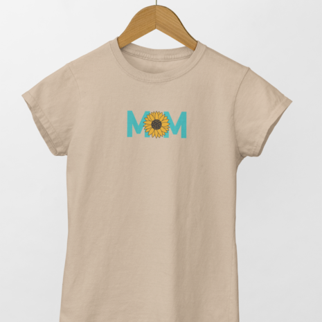 tshirt oversized beige mom zonnebloem