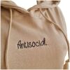 Hoodie beiget geborduurde antisocial2