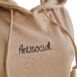 Hoodie beiget geborduurde antisocial2