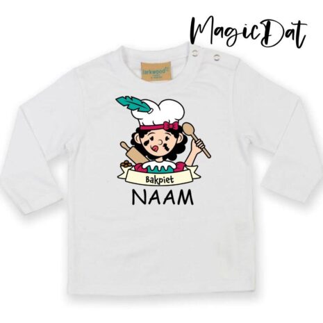 bakpiet meisje wit shirtje met naam