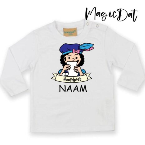 hoofdpiet meisje wit shirtje met naam