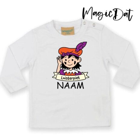 luisterpiet meisje wit shirtje met naam