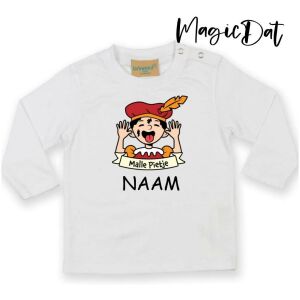 malle pietje wit shirtje met naam