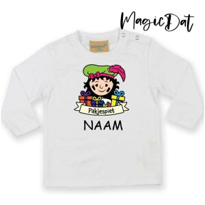 pakjespiet meisje wit shirtje met naam