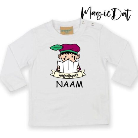 wegwijspiet wit shirtje met naam