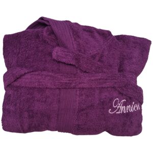 Unisex badjas donker paars met capuchon zware kwaliteit