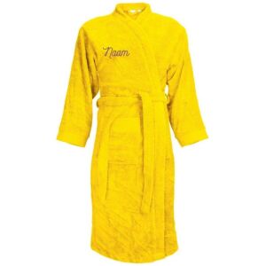 Badstof badjas geel geborduurd met naam