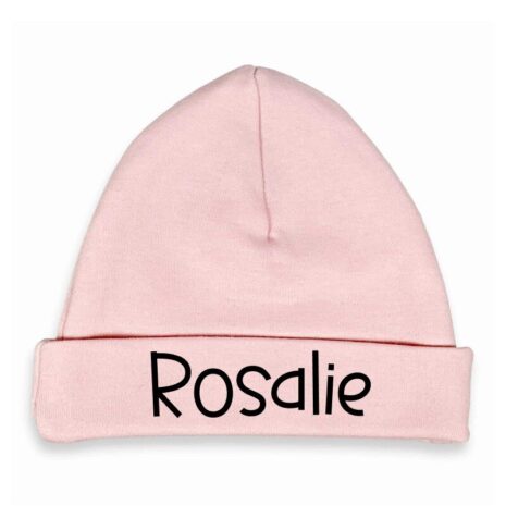 Baby mutsje blush roze met naam rosalie