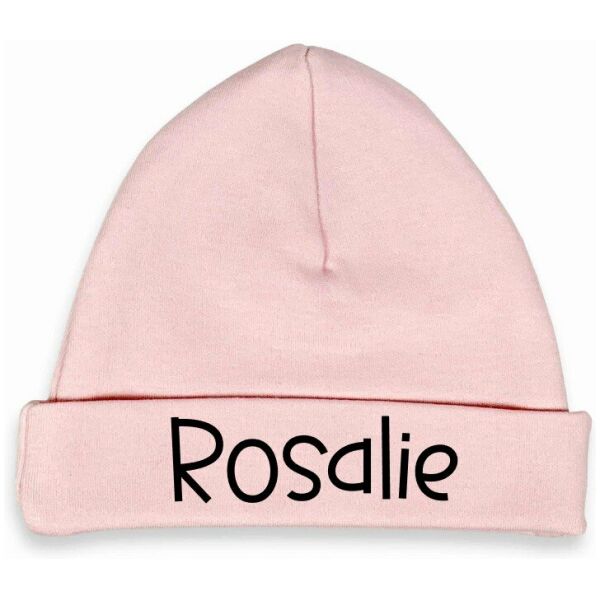 Baby mutsje blush roze met naam rosalie