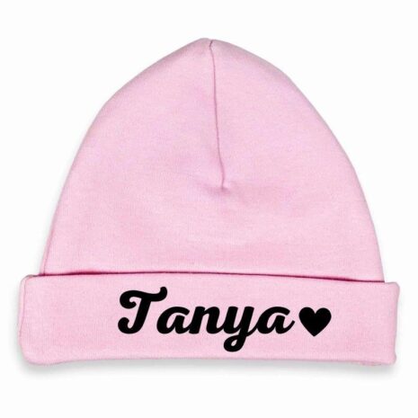 Baby mutsje roze met naam Tanya