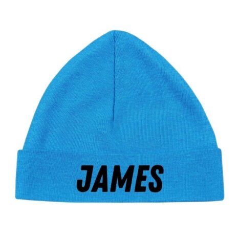 Baby mutsje turquoise met naam James