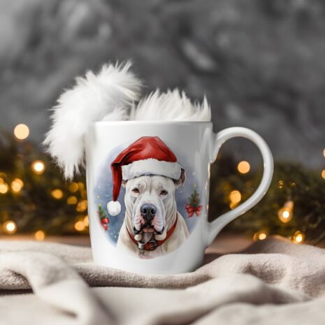 magicdatnl2023_Dogo_Argentino__Wear_Santa_Claus_Dress_backgroun_d050c960-eed4-4eca-bb36-4b6e3456f529-Smart Object-111-mug christmas