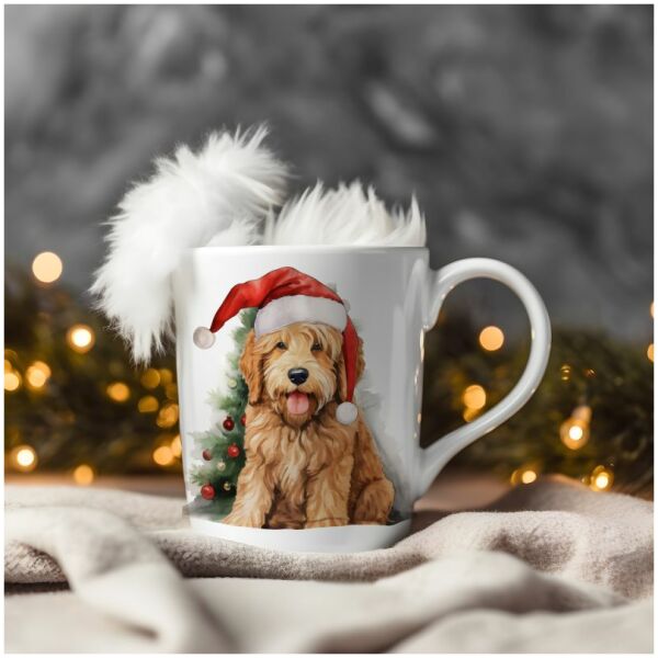 magicdatnl2023_Goldendoodle__Wear_Santa_Claus_Dress_background__41cf9307-943f-49ab-8aa3-0a1f946d5c8d-Smart Object-163-mug christmas