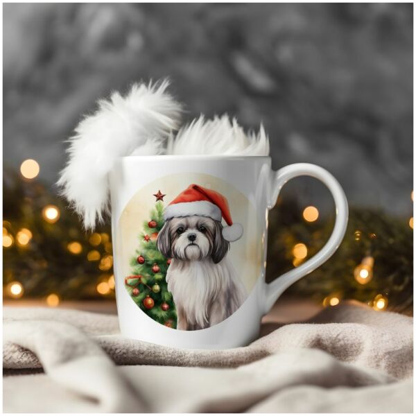 magicdatnl2023_Lhasa_Apso__Wear_Santa_Claus_Dress_background_Ch_c655347f-b526-4359-9ff4-b70bee4a3412-Smart Object-216-mug christmas