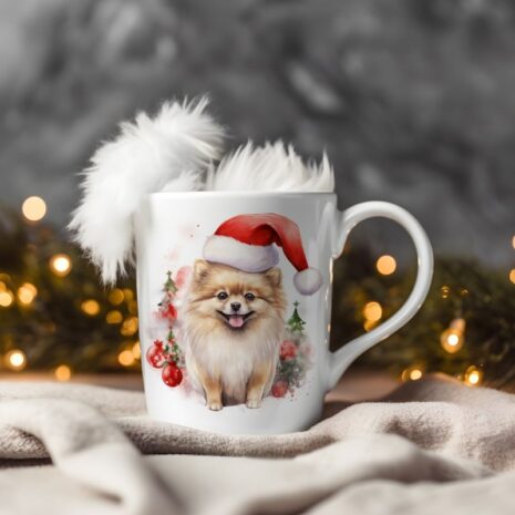 magicdatnl2023_Pomeranian__Wear_Santa_Claus_Dress_background_Ch_ae1326f2-4610-4757-a11c-9d71f21f3b3d-Smart Object-275-mug christmas