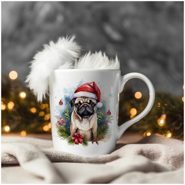 magicdatnl2023_Pug__Wear_Santa_Claus_Dress_background_Christmas_7f5c792c-d639-406c-a661-8cea052c37d7-Smart Object-298-mug christmas