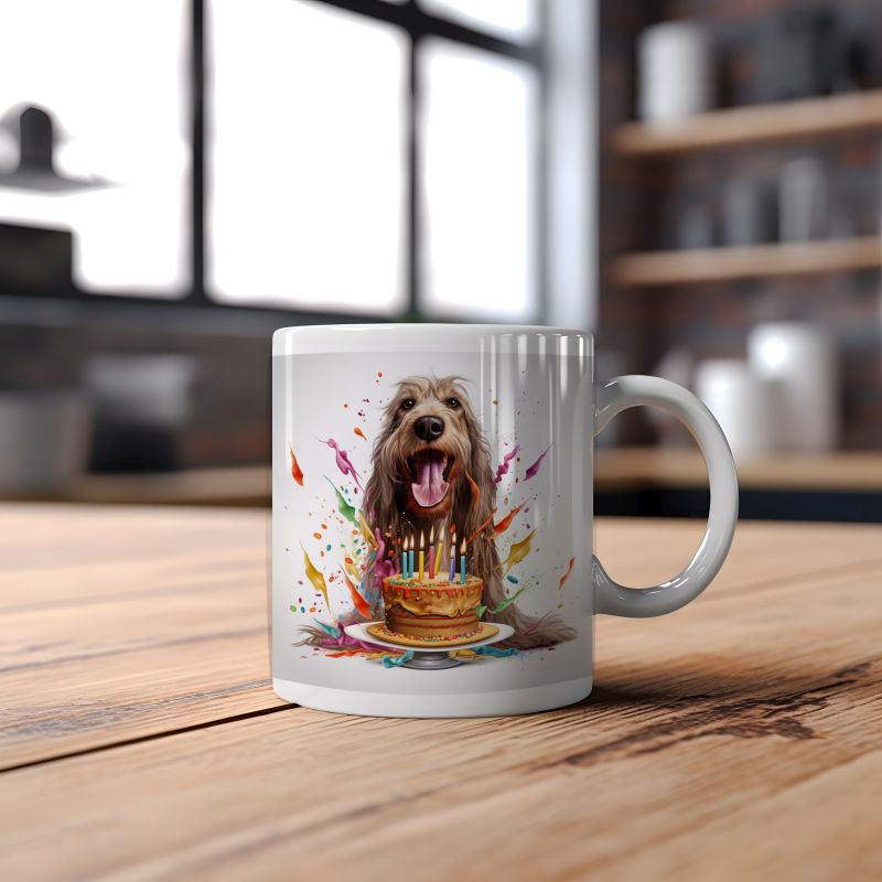 Beker met een Afghaanse windhond en een verjaardagstaart - Afbeelding 2