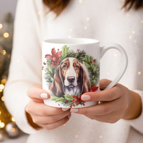 3-mok kerst-Basset_Hound