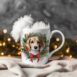 4-mok wit kerst-Beagle