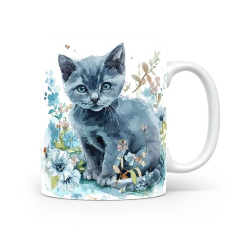 64-Suffix-ED-MD-CWAF-S11-11 Russian Blue Cat 04 - Mug