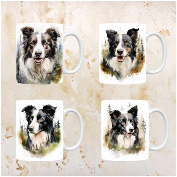 Border Collie mokken set van 4