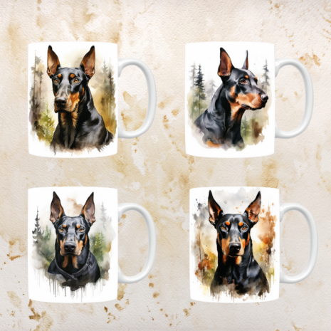 Dobermann Pincher mokken set van 4