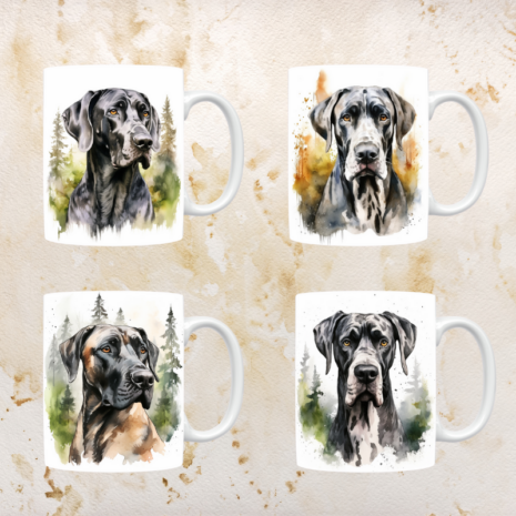 Duitse dog mokken set van 4