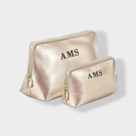 Gepersonaliseerde etuiset rose goud met gouden rits met naam of initiaal