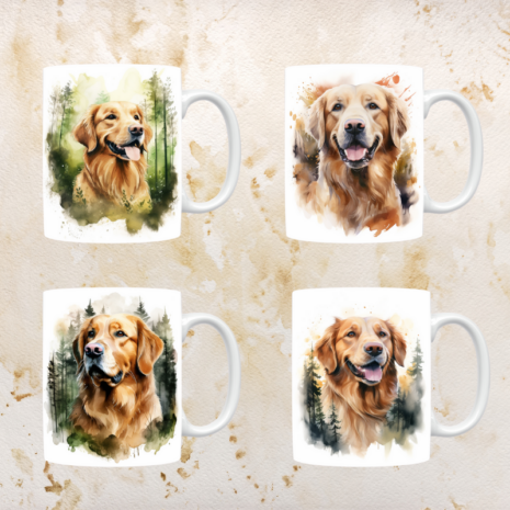 Golden Retriever mokken set van 4