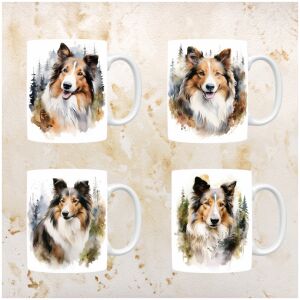 Schotse Collie mokken set van 4