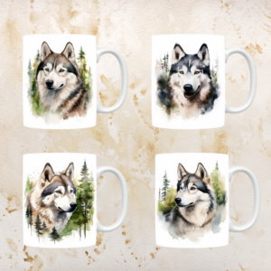 Siberische Husky mokken set van 4