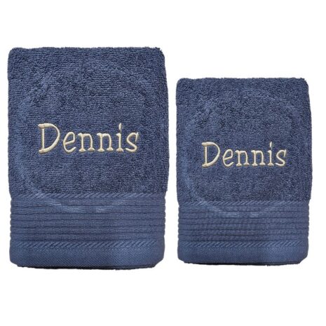 Handdoek set van 2 jeans blauw