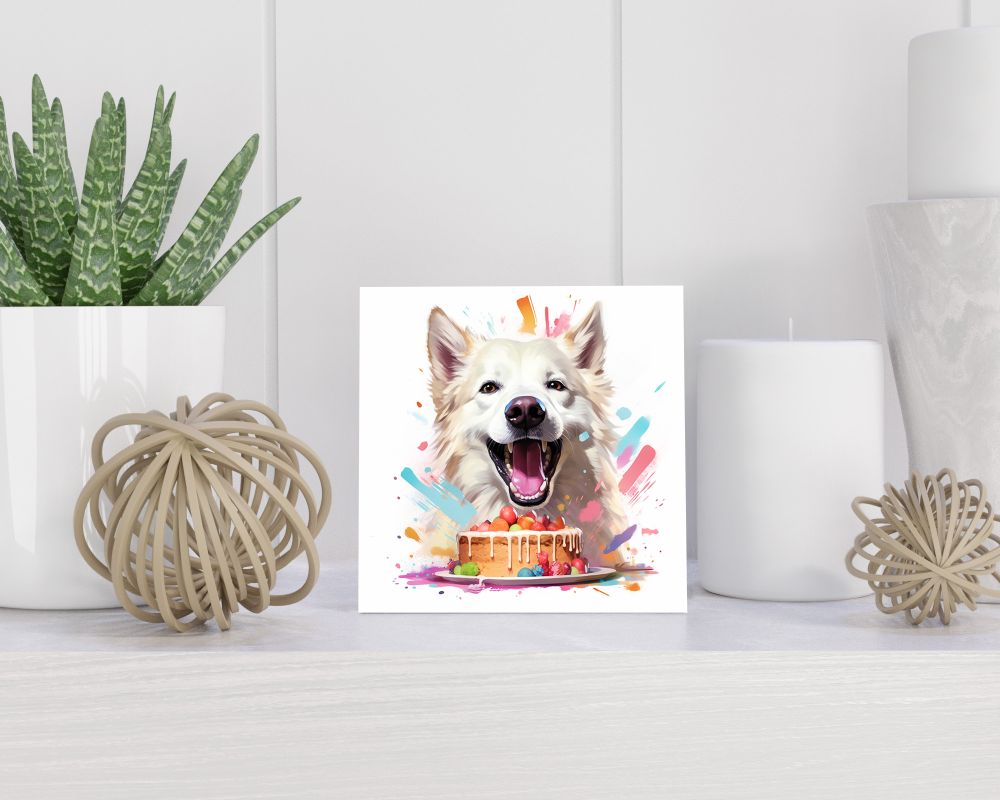 Tegel 15X15 Cm Met White Swiss Shepherd Cadeau Decoratie | Tegeltjes Met Tekst | Tegeltjes Met Spreuken | Collega | Oma | Opa | Pensioen | Mama | Papa | Vriend Tegel 15x15 cm White Swiss Shepherd