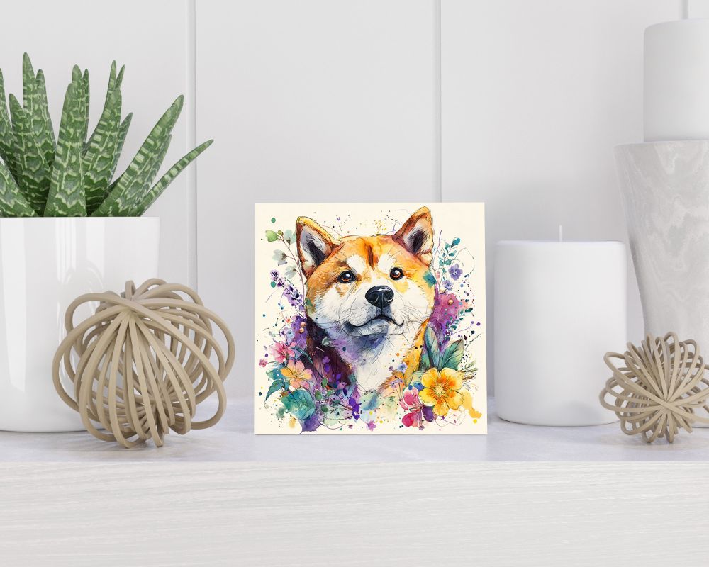 Tegel 15X15 Cm Met Akita Inu Cadeau Decoratie | Tegeltjes Met Tekst | Tegeltjes Met Spreuken | Collega | Oma | Opa | Pensioen | Mama | Papa | Vriend Tegel 15x15 cm Akita Inu