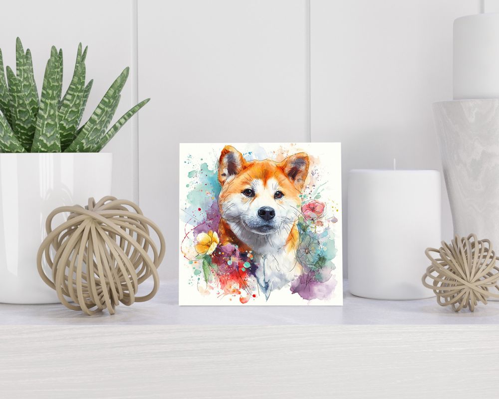 Tegel 15X15 Cm Met Akita Inu Cadeau Decoratie | Tegeltjes Met Tekst | Tegeltjes Met Spreuken | Collega | Oma | Opa | Pensioen | Mama | Papa | Vriend Tegel 15x15 cm Akita Inu