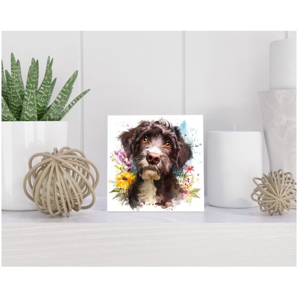 Tegel 15X15 Cm Met Portugese Waterhond Cadeau Decoratie | Tegeltjes Met Tekst | Tegeltjes Met Spreuken | Collega | Oma | Opa | Pensioen | Mama | Papa | Vriend Tegel 15x15 cm Portugese Waterhond