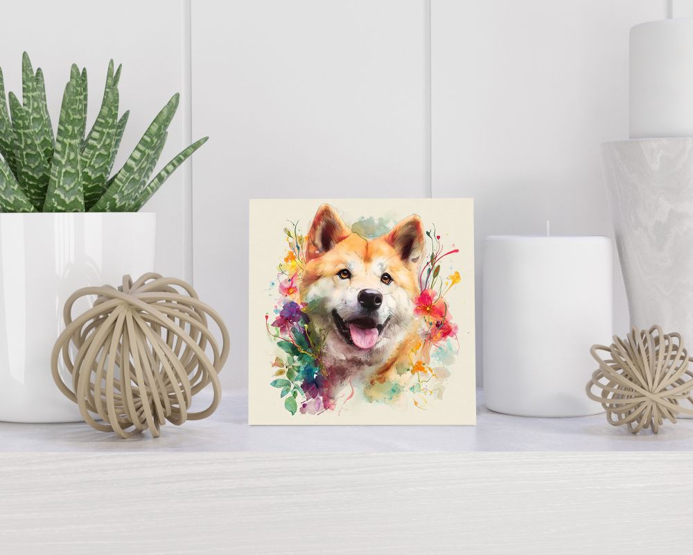 Tegel 15X15 Cm Met Akita Inu Cadeau Decoratie | Tegeltjes Met Tekst | Tegeltjes Met Spreuken | Collega | Oma | Opa | Pensioen | Mama | Papa | Vriend Tegel 15x15 cm Akita Inu
