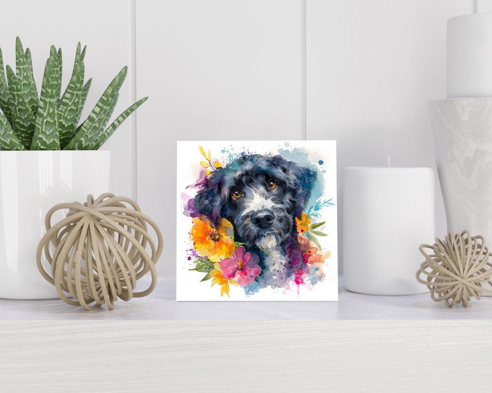 Tegel 15X15 Cm Met Portugese Waterhond Cadeau Decoratie | Tegeltjes Met Tekst | Tegeltjes Met Spreuken | Collega | Oma | Opa | Pensioen | Mama | Papa | Vriend Tegel 15x15 cm Portugese Waterhond