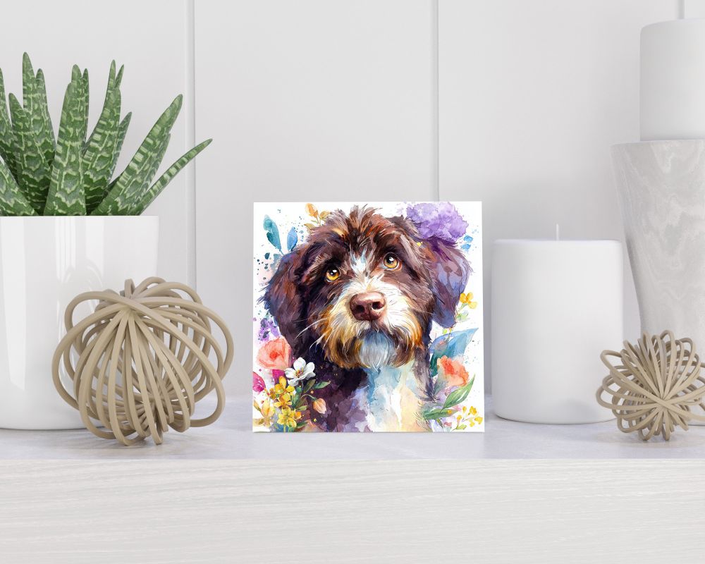 Tegel 15X15 Cm Met Portugese Waterhond Cadeau Decoratie | Tegeltjes Met Tekst | Tegeltjes Met Spreuken | Collega | Oma | Opa | Pensioen | Mama | Papa | Vriend Tegel 15x15 cm Portugese Waterhond