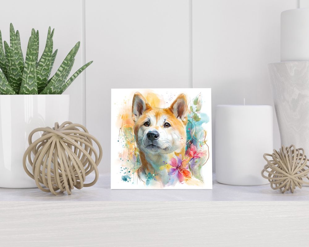 Tegel 15X15 Cm Met Akita Inu Cadeau Decoratie | Tegeltjes Met Tekst | Tegeltjes Met Spreuken | Collega | Oma | Opa | Pensioen | Mama | Papa | Vriend Tegel 15x15 cm Akita Inu
