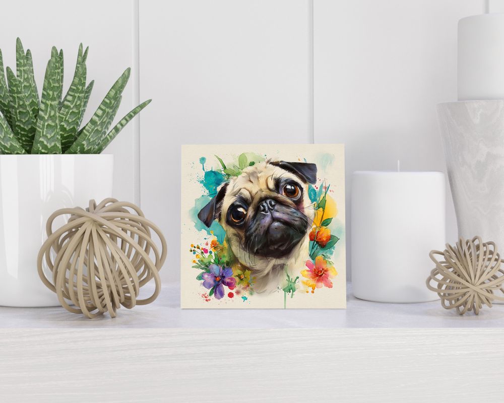 Tegel 15X15 Cm Met Mopshond Cadeau Decoratie | Tegeltjes Met Tekst | Tegeltjes Met Spreuken | Collega | Oma | Opa | Pensioen | Mama | Papa | Vriend Tegel 15x15 cm Mopshond