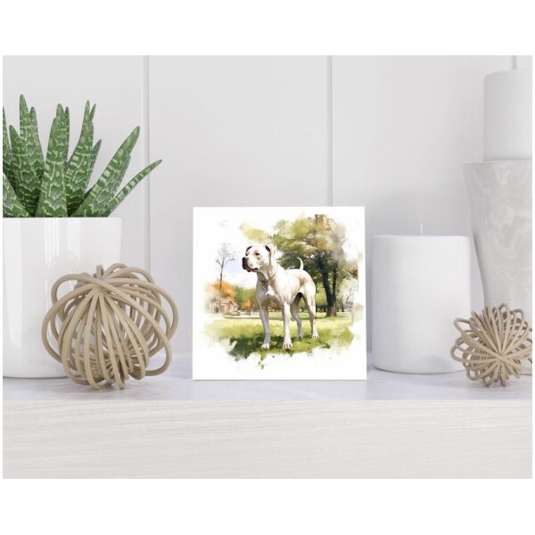 Tegel 15X15 Cm Met Dogo Argentino Cadeau Decoratie | Tegeltjes Met Tekst | Tegeltjes Met Spreuken | Collega | Oma | Opa | Pensioen | Mama | Papa | Vriend Tegel 15x15 cm Dogo Argentino