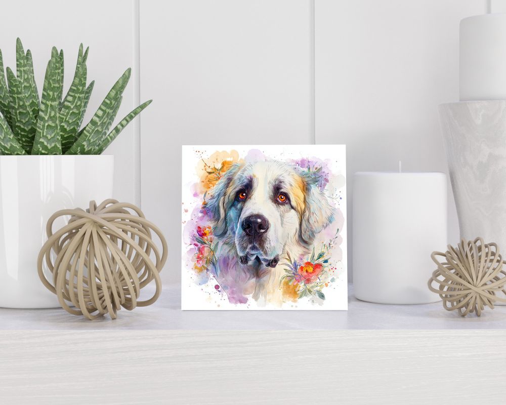 Tegel 15X15 Cm Met Pyreneese Mastiff Cadeau Decoratie | Tegeltjes Met Tekst | Tegeltjes Met Spreuken | Collega | Oma | Opa | Pensioen | Mama | Papa | Vriend Tegel 15x15 cm Pyreneese Mastiff