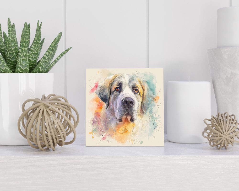 Tegel 15X15 Cm Met Pyreneese Mastiff Cadeau Decoratie | Tegeltjes Met Tekst | Tegeltjes Met Spreuken | Collega | Oma | Opa | Pensioen | Mama | Papa | Vriend Tegel 15x15 cm Pyreneese Mastiff