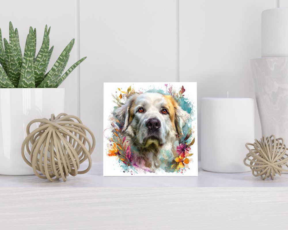 Tegel 15X15 Cm Met Pyreneese Mastiff Cadeau Decoratie | Tegeltjes Met Tekst | Tegeltjes Met Spreuken | Collega | Oma | Opa | Pensioen | Mama | Papa | Vriend Tegel 15x15 cm Pyreneese Mastiff