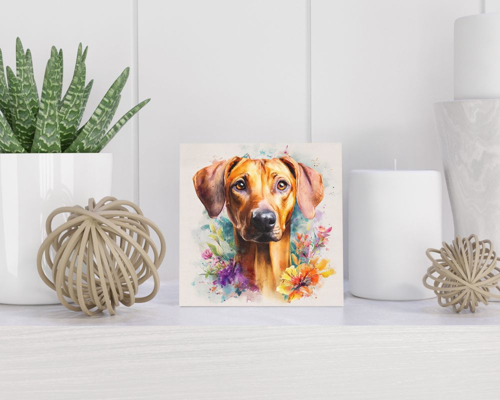 Tegel 15X15 Cm Met Rhodesian Ridgeback Cadeau Decoratie | Tegeltjes Met Tekst | Tegeltjes Met Spreuken | Collega | Oma | Opa | Pensioen | Mama | Papa | Vriend Tegel 15x15 cm Rhodesian Ridgeback