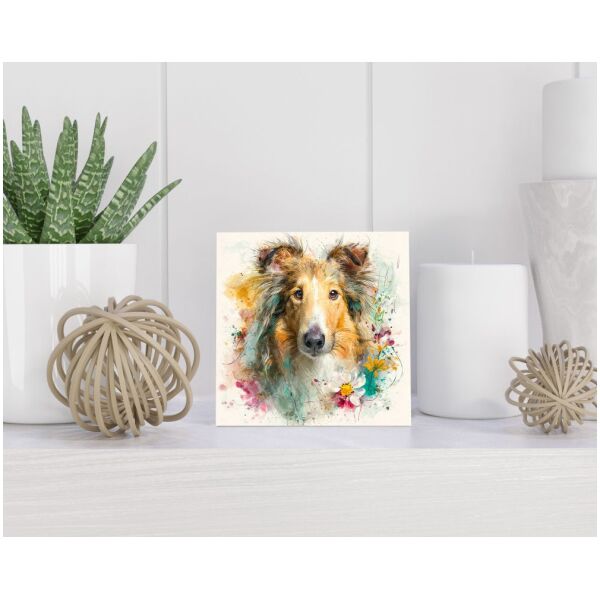 Tegel 15X15 Cm Met Langharige Collie Cadeau Decoratie | Tegeltjes Met Tekst | Tegeltjes Met Spreuken | Collega | Oma | Opa | Pensioen | Mama | Papa | Vriend Tegel 15x15 cm Langharige Collie