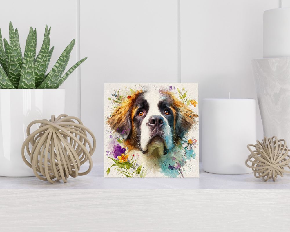 Tegel 15X15 Cm Met Sint-Bernard Cadeau Decoratie | Tegeltjes Met Tekst | Tegeltjes Met Spreuken | Collega | Oma | Opa | Pensioen | Mama | Papa | Vriend Tegel 15x15 cm Sint-Bernard